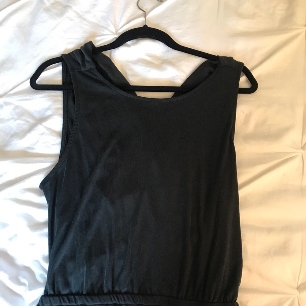 Dark gray romper with criss cross back!